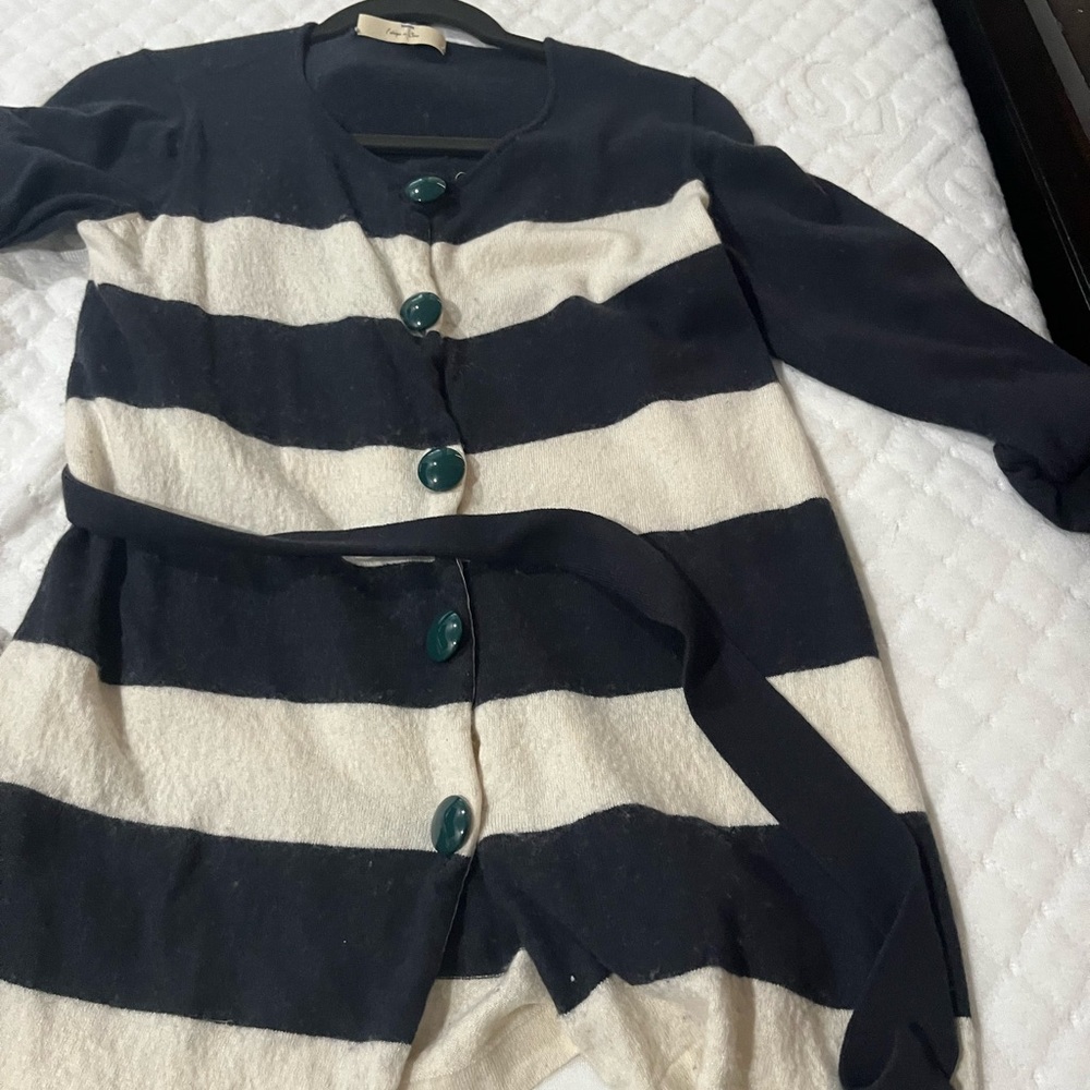 Striped Black and Cream Women's Sweater